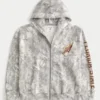 Kastiger Zip-Up-Hoodie mit Florida State University-Grafik und Camouflage-Muster Kastiger Zip-Up-Hoodie mit Florida State University-Grafik und Camouflage-Muster