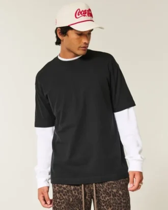 Kastiges Crew-T-Shirt aus schwerer Baumwolle