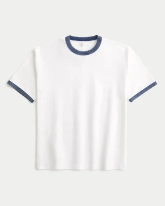 Kastiges Crew-T-Shirt aus schwerer Baumwolle