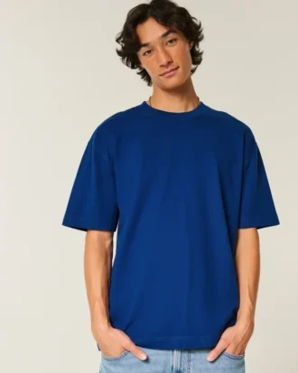 Kastiges Crew-T-Shirt aus schwerer Baumwolle
