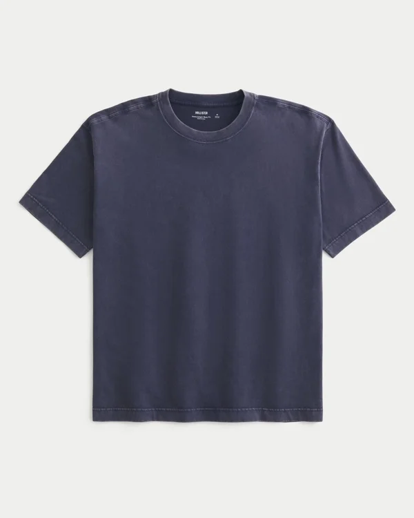 Kastiges Crew-T-Shirt aus schwerer Baumwolle Kastiges Crew-T-Shirt aus schwerer Baumwolle