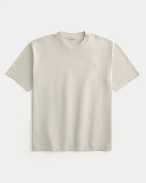 Kastiges Crew-T-Shirt aus schwerer Baumwolle Kastiges Crew-T-Shirt aus schwerer Baumwolle