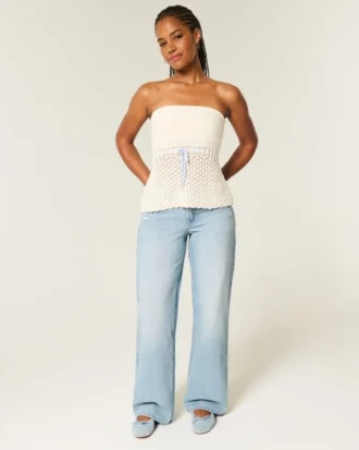 Kurvige, tief sitzende Baggy-Jeans im Used-Look