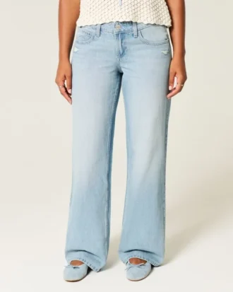 Kurvige, tief sitzende Baggy-Jeans im Used-Look
