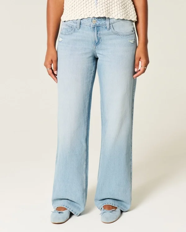 Kurvige, tief sitzende Baggy-Jeans im Used-Look Kurvige, tief sitzende Baggy-Jeans im Used-Look