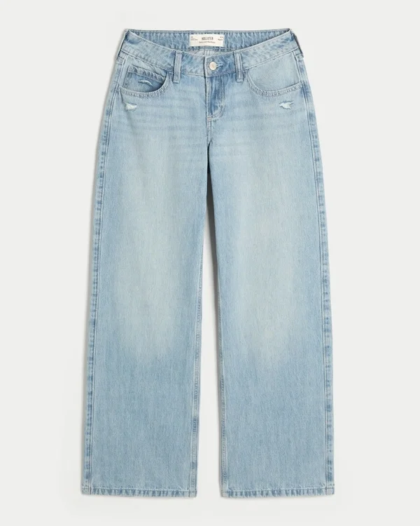Kurvige, tief sitzende Baggy-Jeans im Used-Look Kurvige, tief sitzende Baggy-Jeans im Used-Look