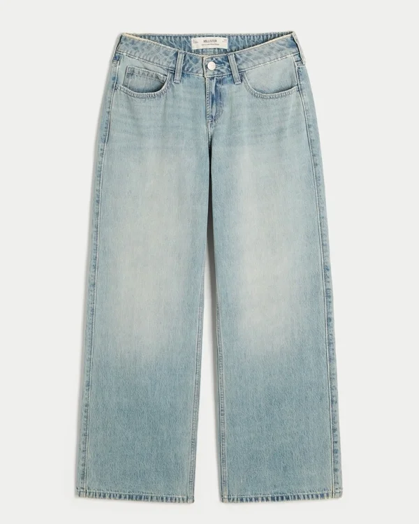 Kurvige, tief sitzende Baggy-Jeans in heller Waschung Kurvige, tief sitzende Baggy-Jeans in heller Waschung