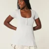 Kurzärmeliges Henley-Babydoll-Oberteil Kurzärmeliges Henley-Babydoll-Oberteil