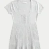 Kurzärmeliges Henley-Babydoll-Oberteil Kurzärmeliges Henley-Babydoll-Oberteil