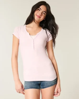 Kurzärmeliges Henley-Shirt