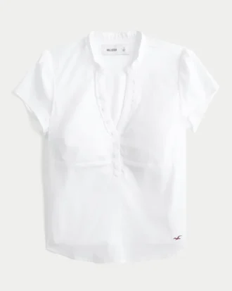 Kurzärmeliges Henley-Shirt mit V-Ausschnitt
