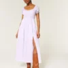 Kurzärmeliges Maxikleid mit offenem Rücken