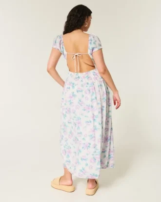 Kurzärmeliges Maxikleid mit offenem Rücken
