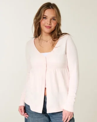 Langärmelige Flyaway Babydoll-Strickjacke