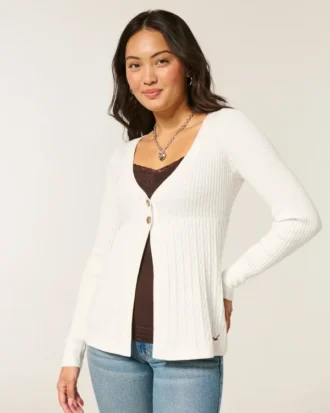Langärmelige Flyaway Babydoll-Strickjacke