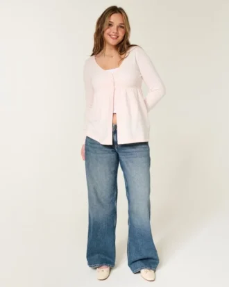 Langärmelige Flyaway Babydoll-Strickjacke