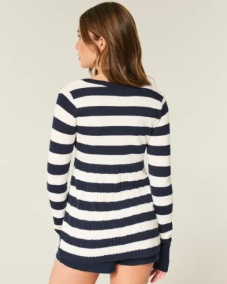 Langärmeliger Babydoll-Pullover mit quadratischem Ausschnitt