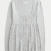 Langärmeliger Babydoll-Pullover mit quadratischem Ausschnitt Langärmeliger Babydoll-Pullover mit quadratischem Ausschnitt