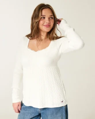 Langärmeliges Babydoll mit quadratischem Ausschnitt Langärmeliges Babydoll mit quadratischem Ausschnitt