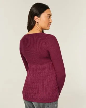 Langärmeliges Babydoll mit quadratischem Ausschnitt