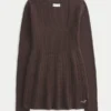 Langärmeliges Babydoll mit quadratischem Ausschnitt Langärmeliges Babydoll mit quadratischem Ausschnitt