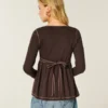 Langärmeliges Henley-Babydoll-Oberteil Langärmeliges Henley-Babydoll-Oberteil