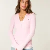 Langärmeliges Henley-Shirt mit Kapuze
