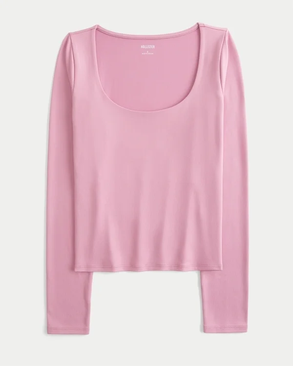 Langärmliges Baby-T-Shirt aus nahtlosem Stoff mit Rundhalsausschnitt Langärmliges Baby-T-Shirt aus nahtlosem Stoff mit Rundhalsausschnitt