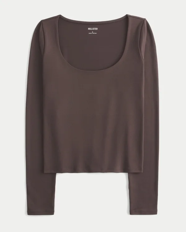 Langärmliges Baby-T-Shirt aus nahtlosem Stoff mit Rundhalsausschnitt Langärmliges Baby-T-Shirt aus nahtlosem Stoff mit Rundhalsausschnitt