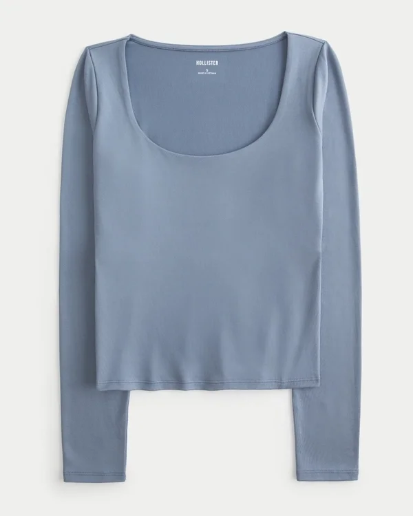 Langärmliges Baby-T-Shirt aus nahtlosem Stoff mit Rundhalsausschnitt Langärmliges Baby-T-Shirt aus nahtlosem Stoff mit Rundhalsausschnitt