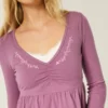 Langärmliges Babydoll-Oberteil mit gerafftem Brustbereich