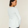 Langärmliges Babydoll-Oberteil mit Grafikprint und gerafftem Brustbereich