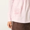 Langärmliges Babydoll-Oberteil mit Grafikprint und gerafftem Brustbereich Langärmliges Babydoll-Oberteil mit Grafikprint und gerafftem Brustbereich