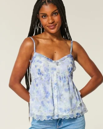 Leichtes Babydoll-Oberteil aus Chiffon