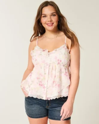 Leichtes Babydoll-Oberteil aus Chiffon