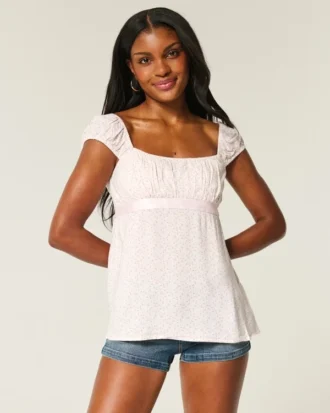 Leichtes Babydoll-Oberteil aus Satin mit Bindeband