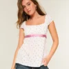 Leichtes Babydoll-Oberteil aus Satin mit Bindeband
