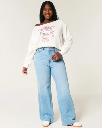 Leichtes, schulterfreies Sweatshirt mit Indiana University-Aufdruck