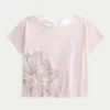Leichtes T-Shirt mit Blumenmuster und Bindeband Leichtes T-Shirt mit Blumenmuster und Bindeband