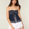Leichtes, trägerloses Babydoll-Oberteil mit Stickerei Leichtes, trägerloses Babydoll-Oberteil mit Stickerei