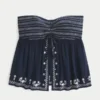 Leichtes, trägerloses Babydoll-Oberteil mit Stickerei Leichtes, trägerloses Babydoll-Oberteil mit Stickerei