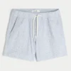 Linen-Blend-Seersucker-Shorts in mittlerer Länge Linen-Blend-Seersucker-Shorts in mittlerer Länge
