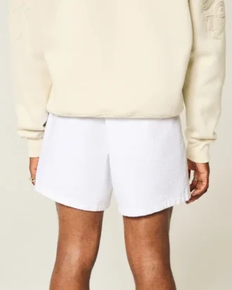 Linen-Blend-Seersucker-Shorts in mittlerer Länge