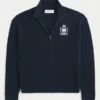 Locker sitzender Sweater mit Reißverschluss und Emblem