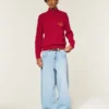 Locker sitzender Sweater mit Reißverschluss und Horseshoe-Grafik