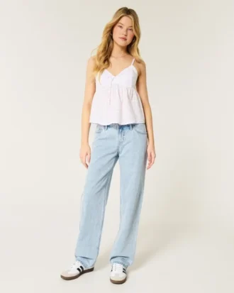 Low-Rise-Jeans in heller Waschung