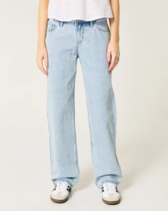 Low-Rise-Jeans in heller Waschung