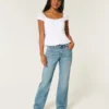 Low-Rise-Jeans in mittlerer Waschung mit entspanntem, geradem Schnitt