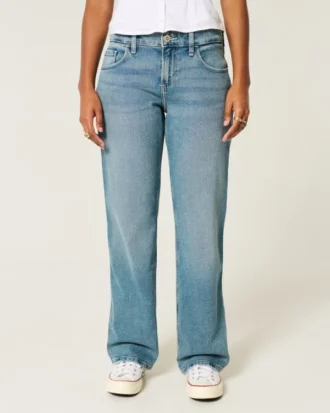 Low-Rise-Jeans in mittlerer Waschung mit entspanntem, geradem Schnitt