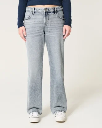 Low-Rise-Jeans in mittlerer Waschung mit entspanntem, geradem Schnitt